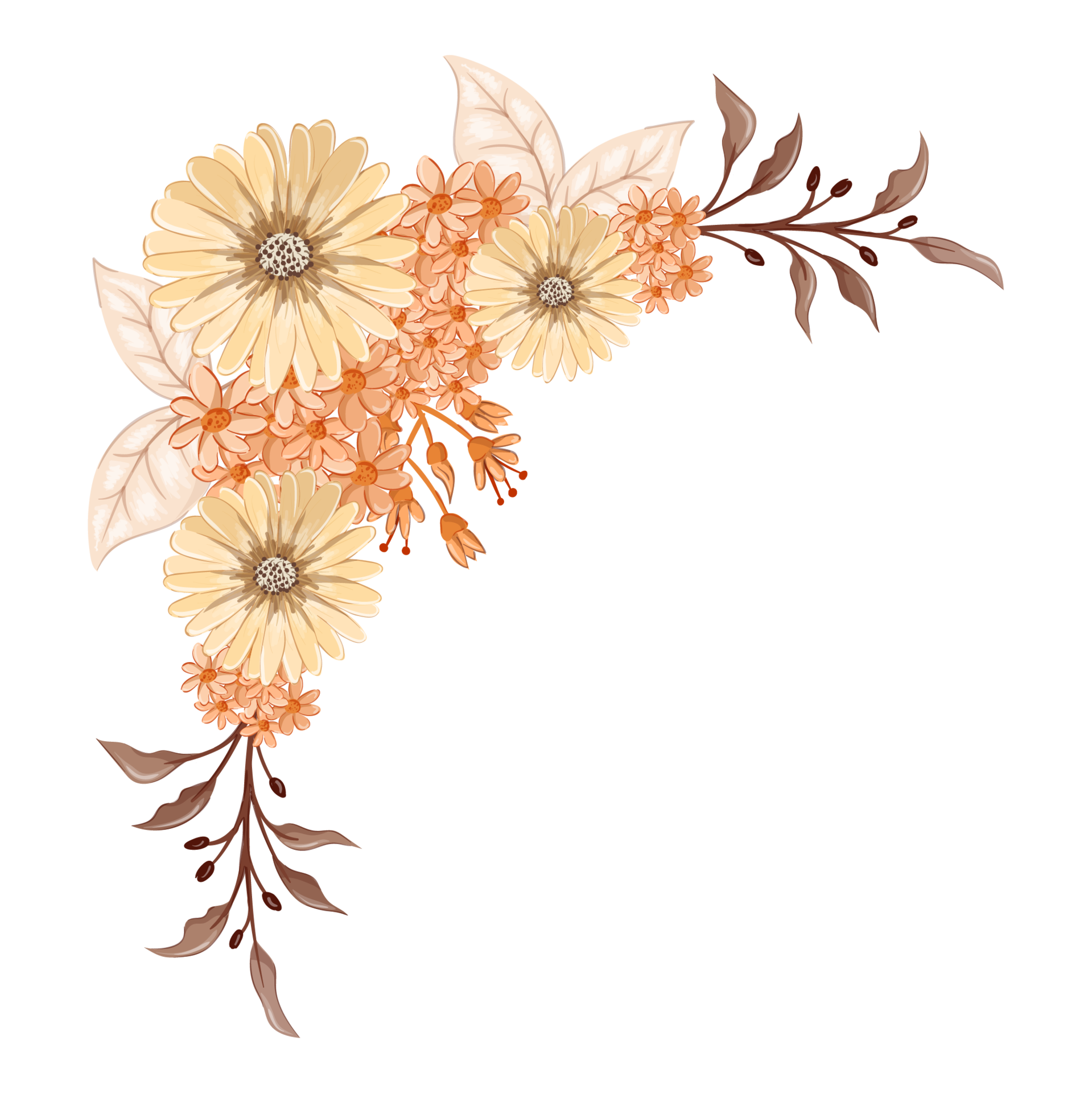 Orange Flower Arrangement with watercolor style 15738862 PNG