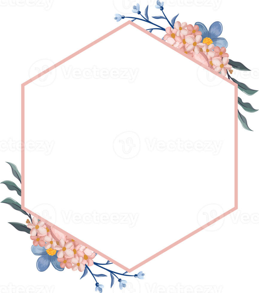 Blue Flower Arrangement with watercolor style png