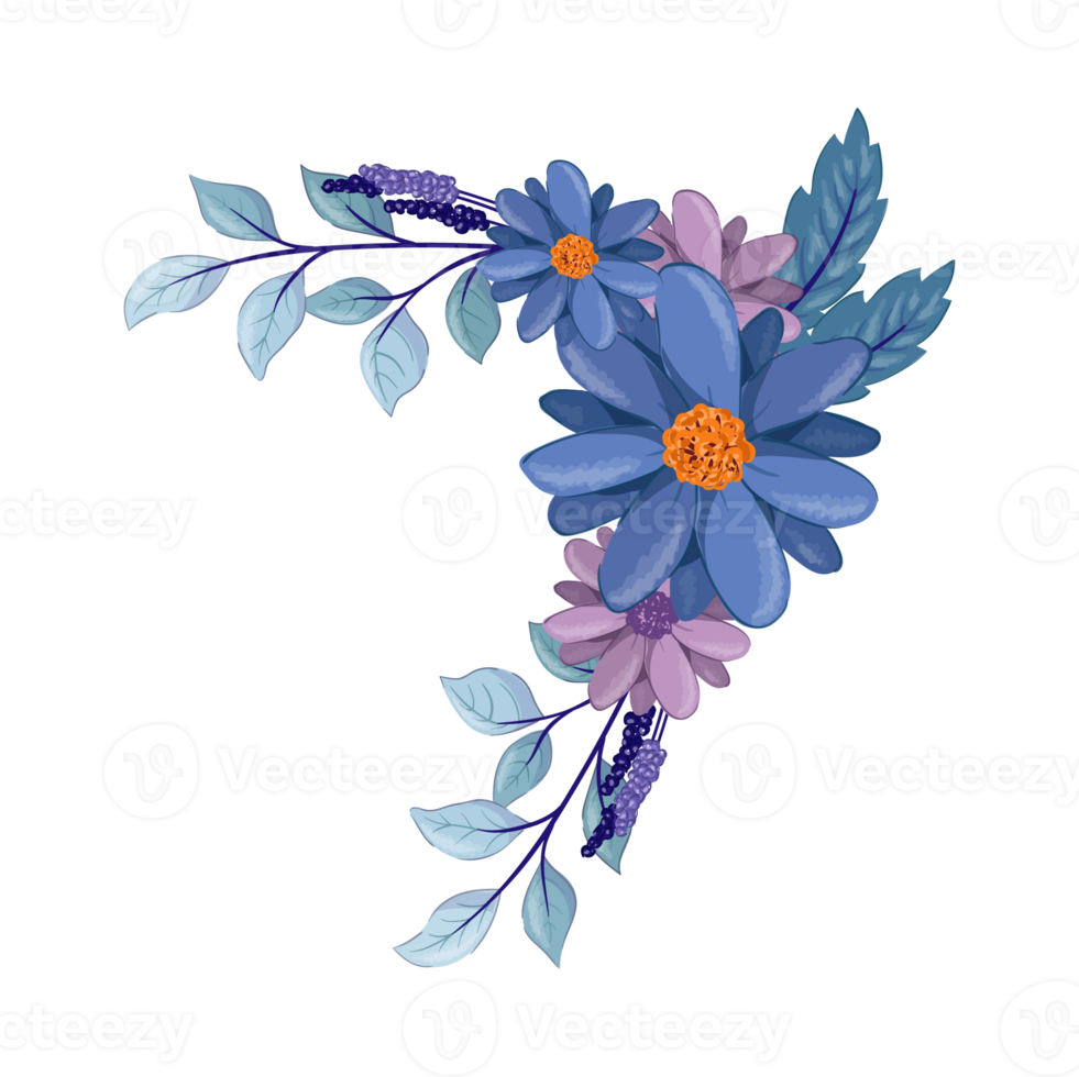 arrangement de fleurs violettes avec style aquarelle png