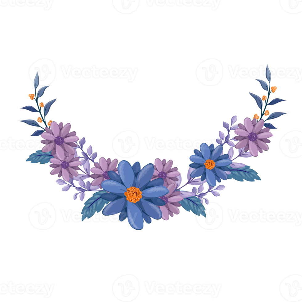 Purple Flower Arrangement with watercolor style png
