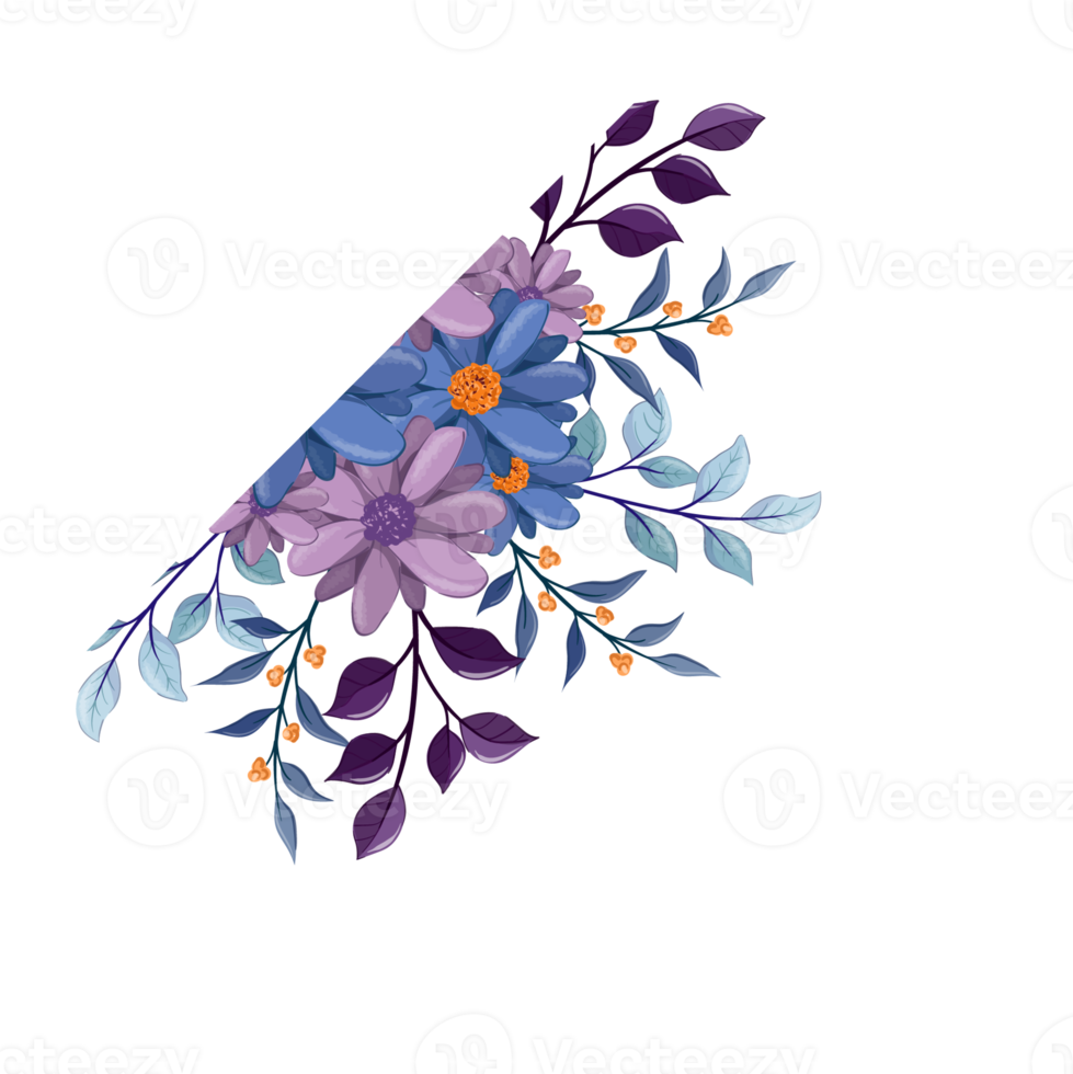 Purple Flower Arrangement with watercolor style png