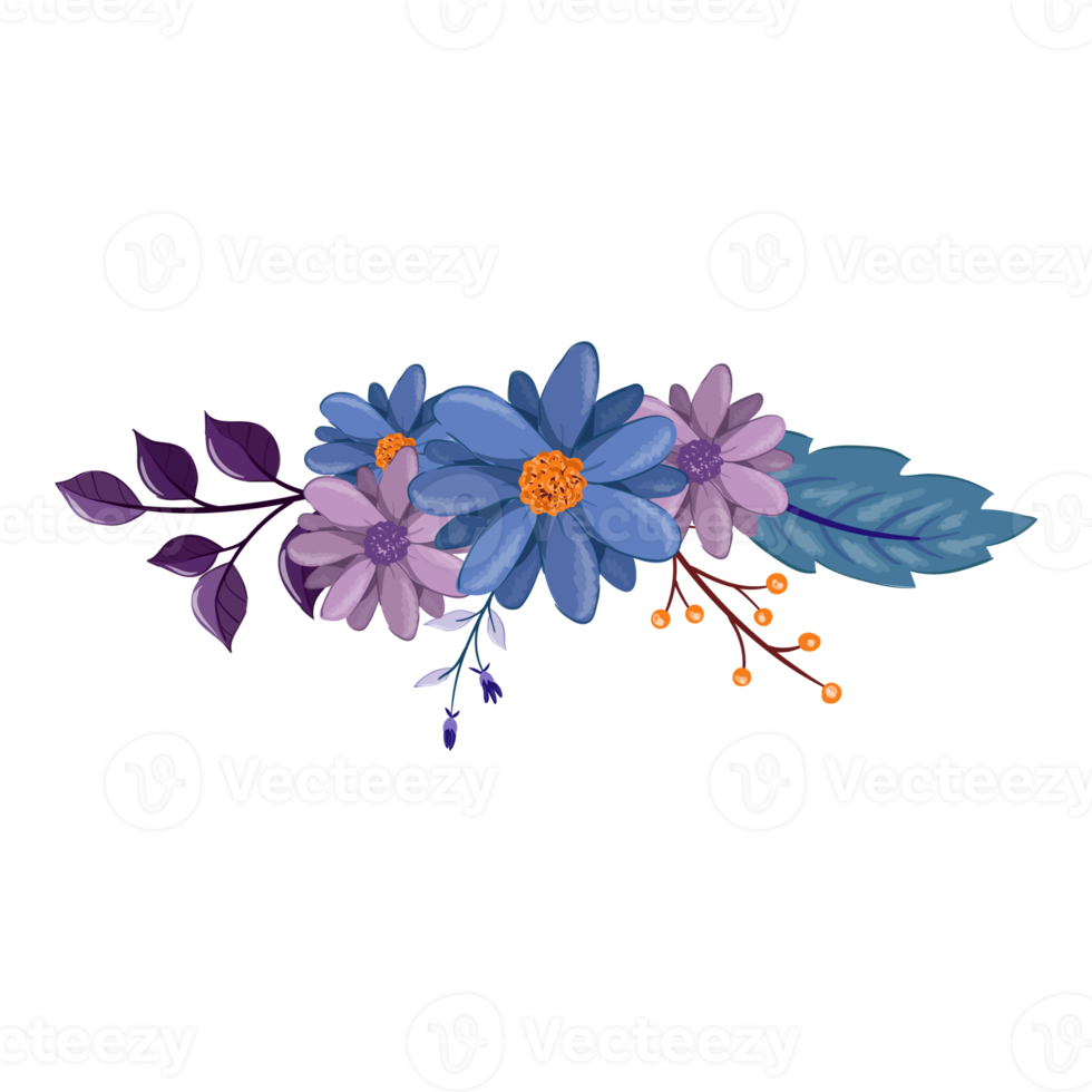 Purple Flower Arrangement with watercolor style png