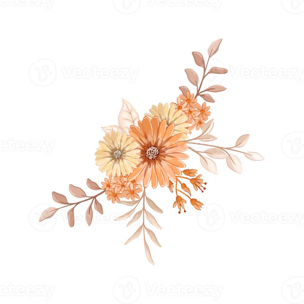 Orange Flower Arrangement with watercolor style png