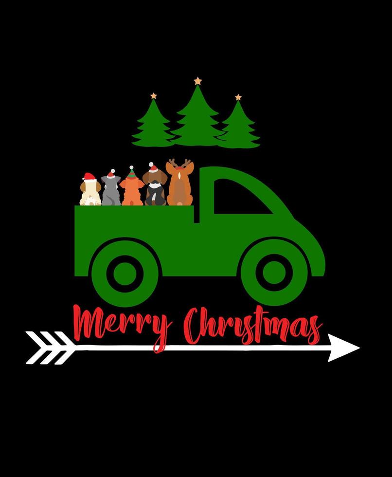 Silhouette Green Car Christmas. Happy Christmas.Vector illustration. vector