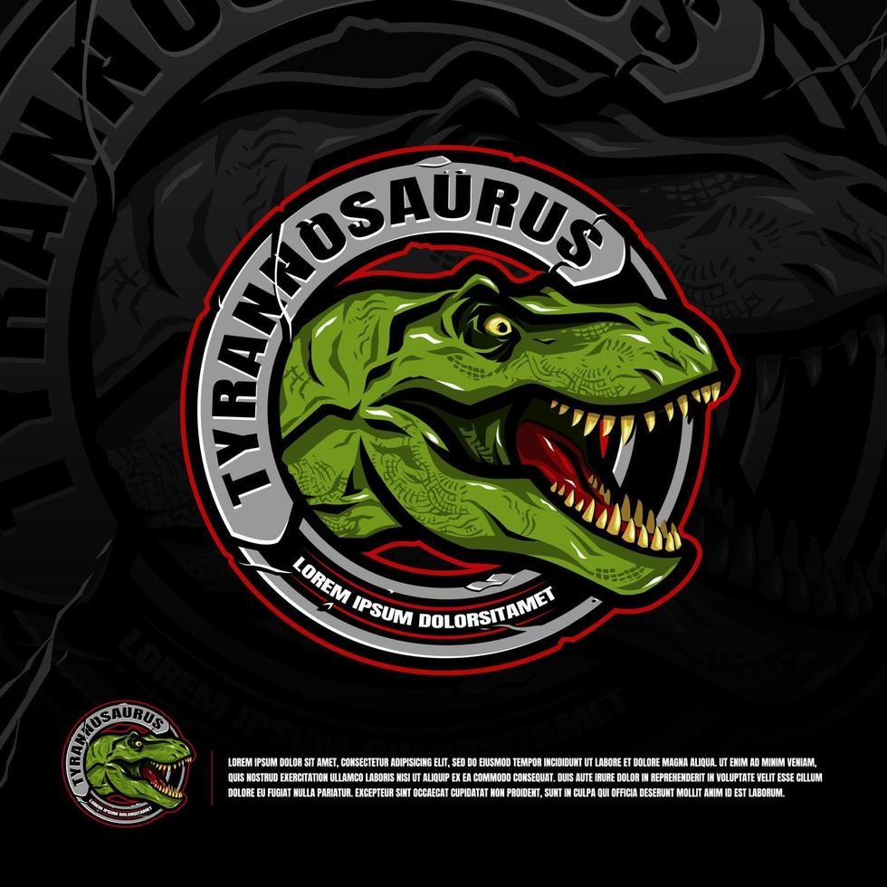 Tyrannosaurus colorful sports logos, Vector illustration isolated on background