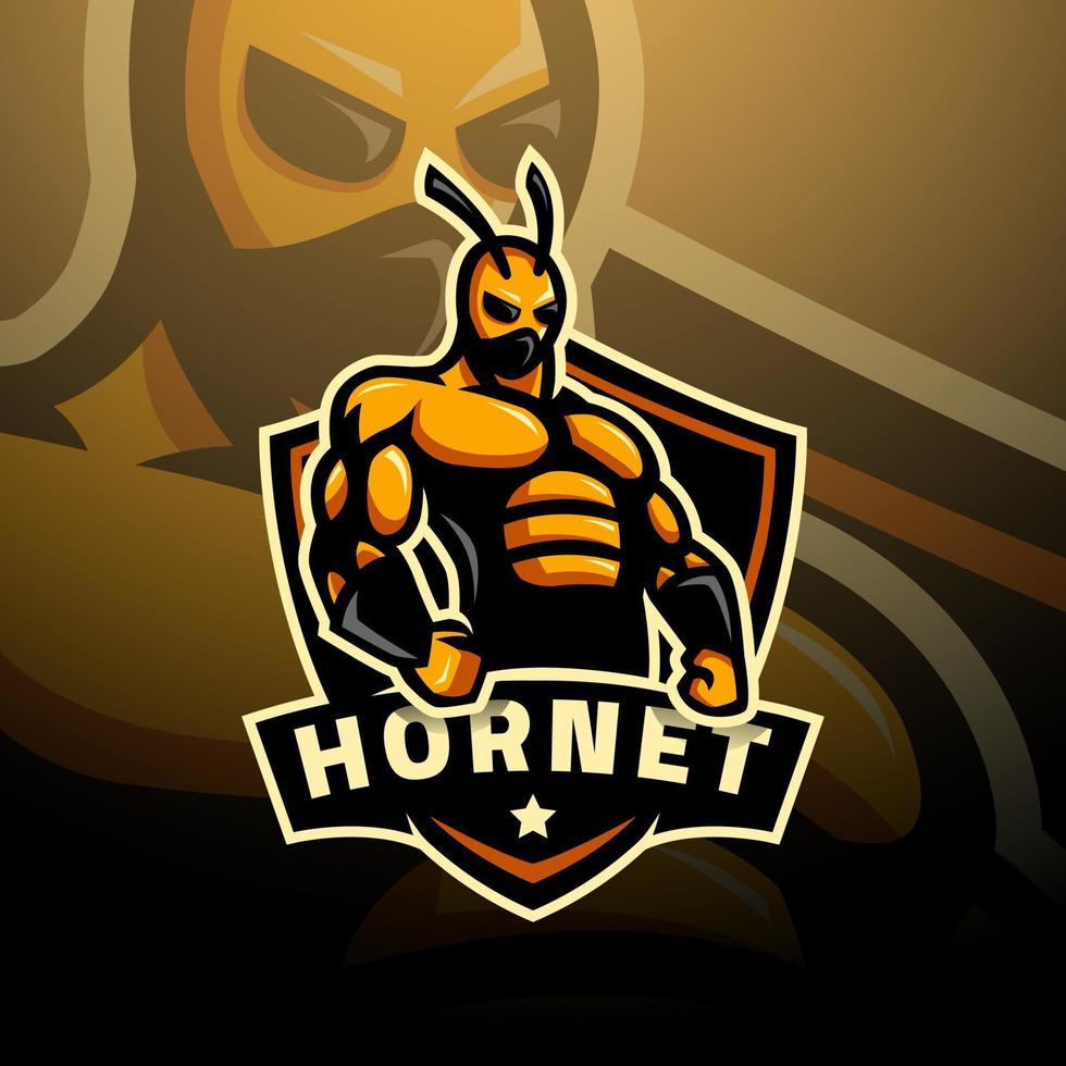 logos deportivos coloridos de hombres hornet, ilustración vectorial aislada en el fondo vector