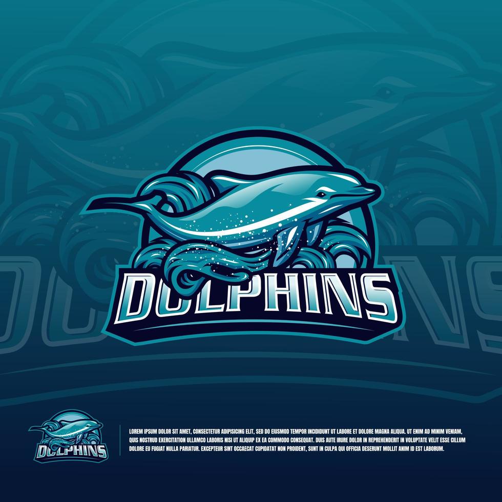 Dolphins colorful sports logos, Vector illustration isolated on background