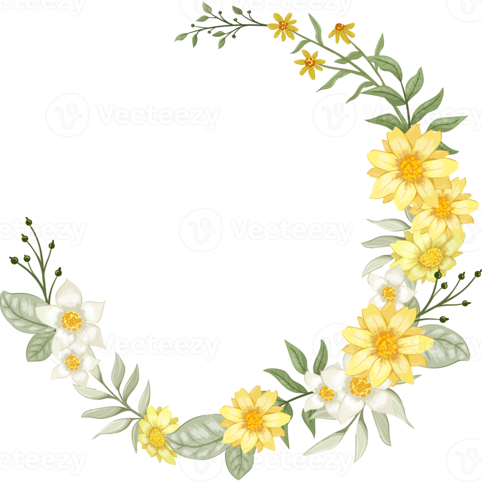 Yellow Flower Arrangement with watercolor style png