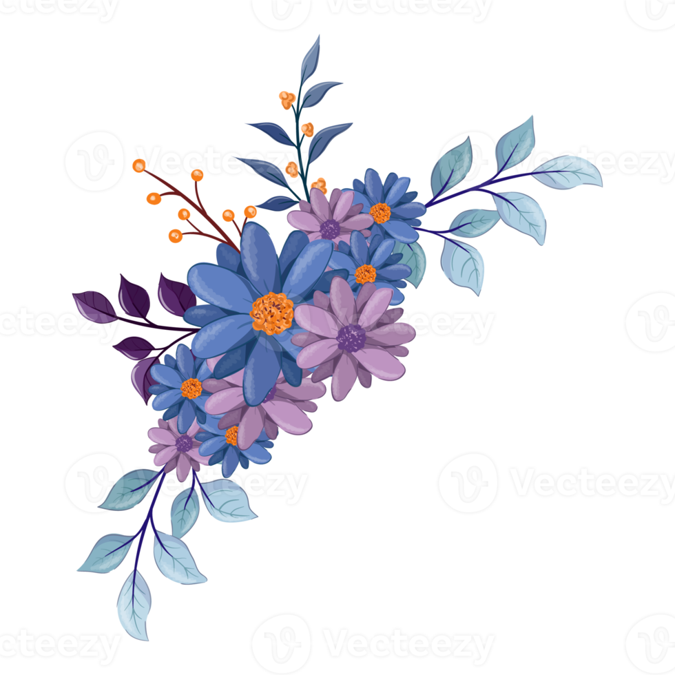 Purple Flower Arrangement with watercolor style png