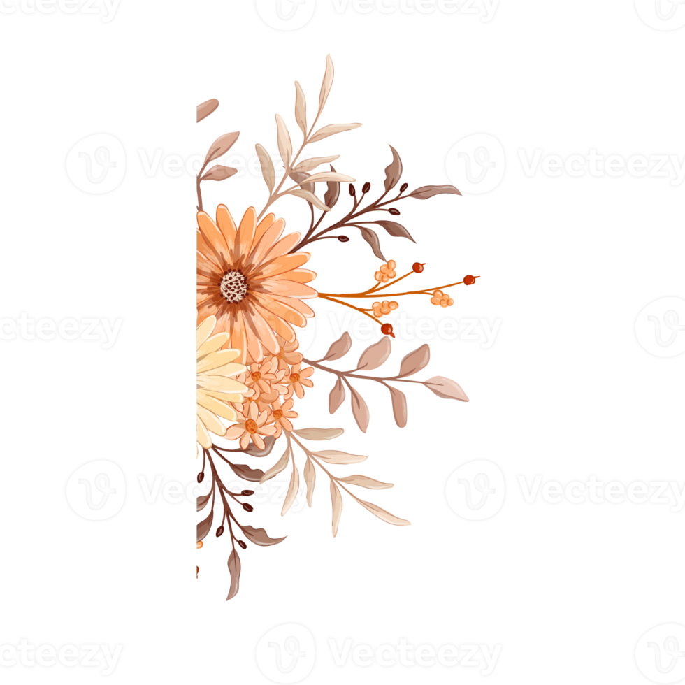 arrangement de fleurs orange avec style aquarelle png