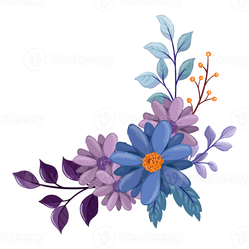 Purple Flower Arrangement with watercolor style png