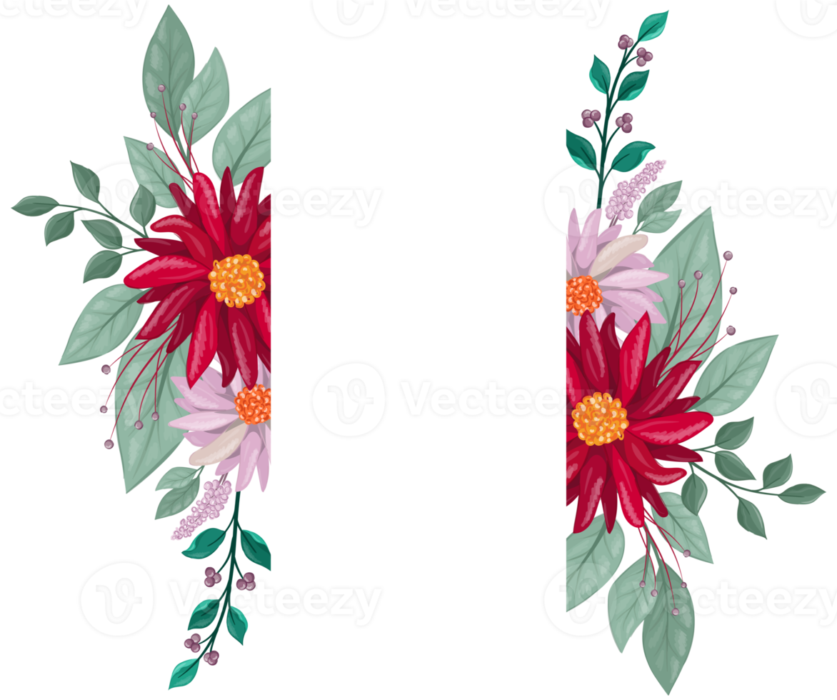 Red Flower Arrangement with watercolor style png