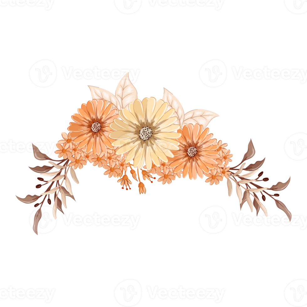 Orange Flower Arrangement with watercolor style png