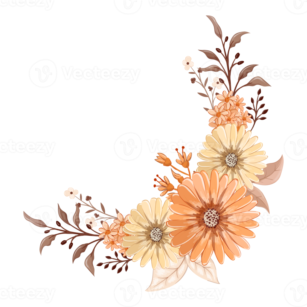 Orange Flower Arrangement with watercolor style png