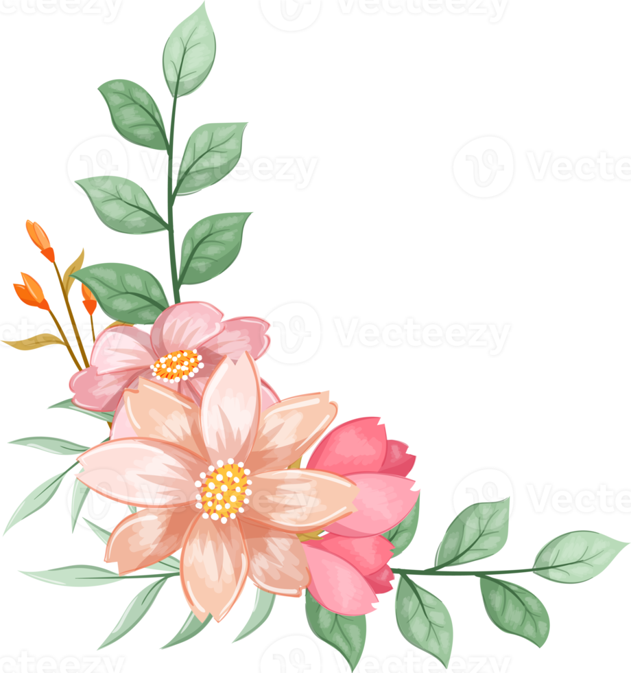 Orange Flower Arrangement with watercolor style png