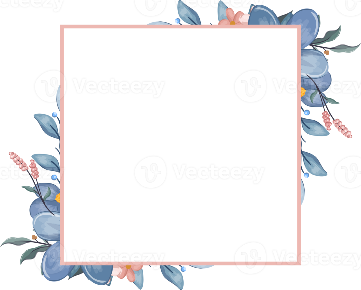 Blue Flower Arrangement with watercolor style png