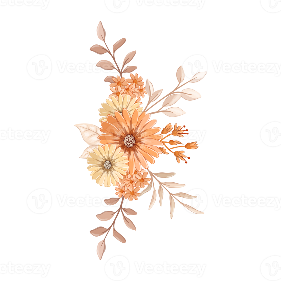 Orange Flower Arrangement with watercolor style png