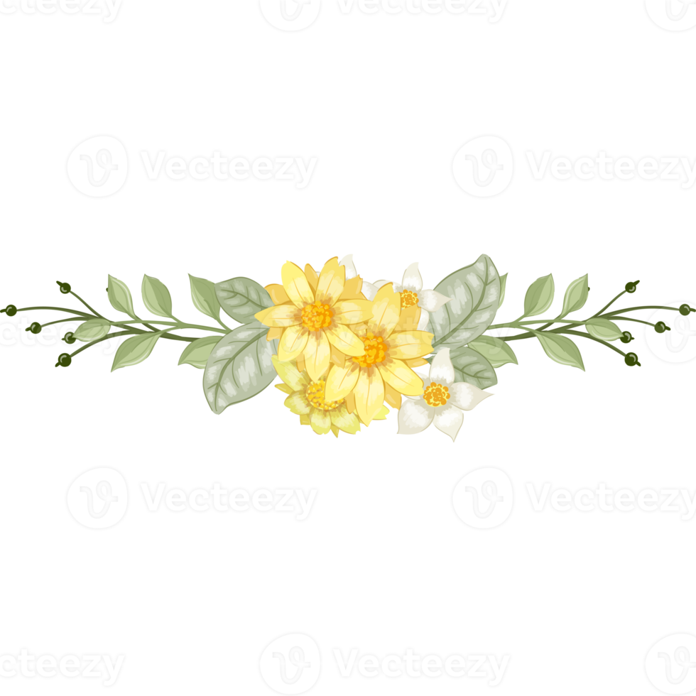 Yellow Flower Arrangement with watercolor style png