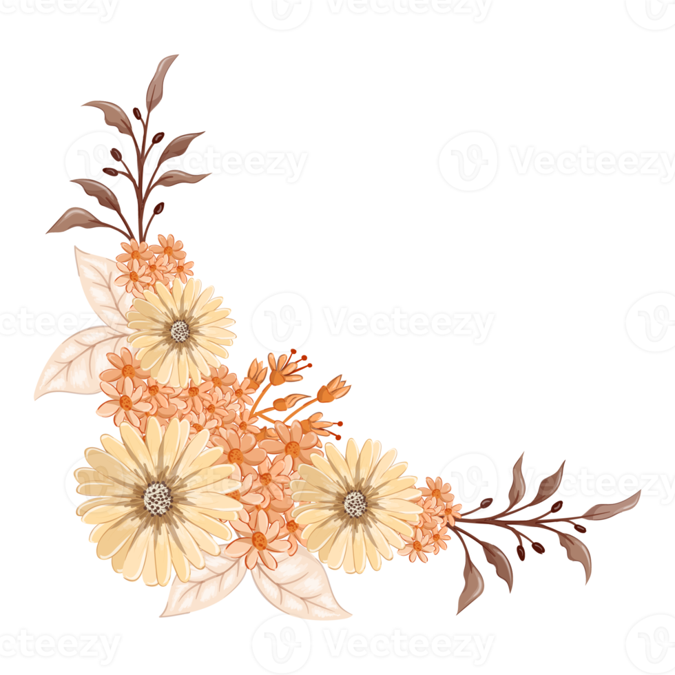 Orange Flower Arrangement with watercolor style png