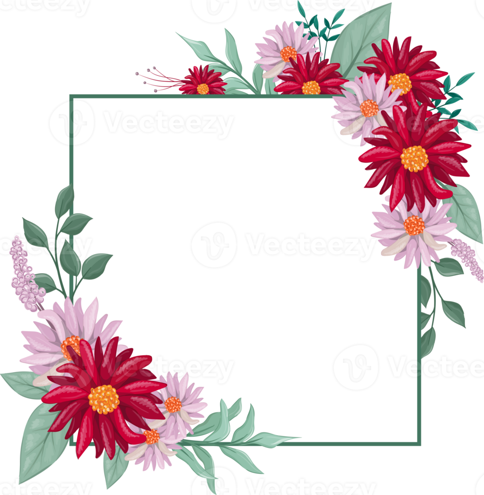 Red Flower Arrangement with watercolor style png