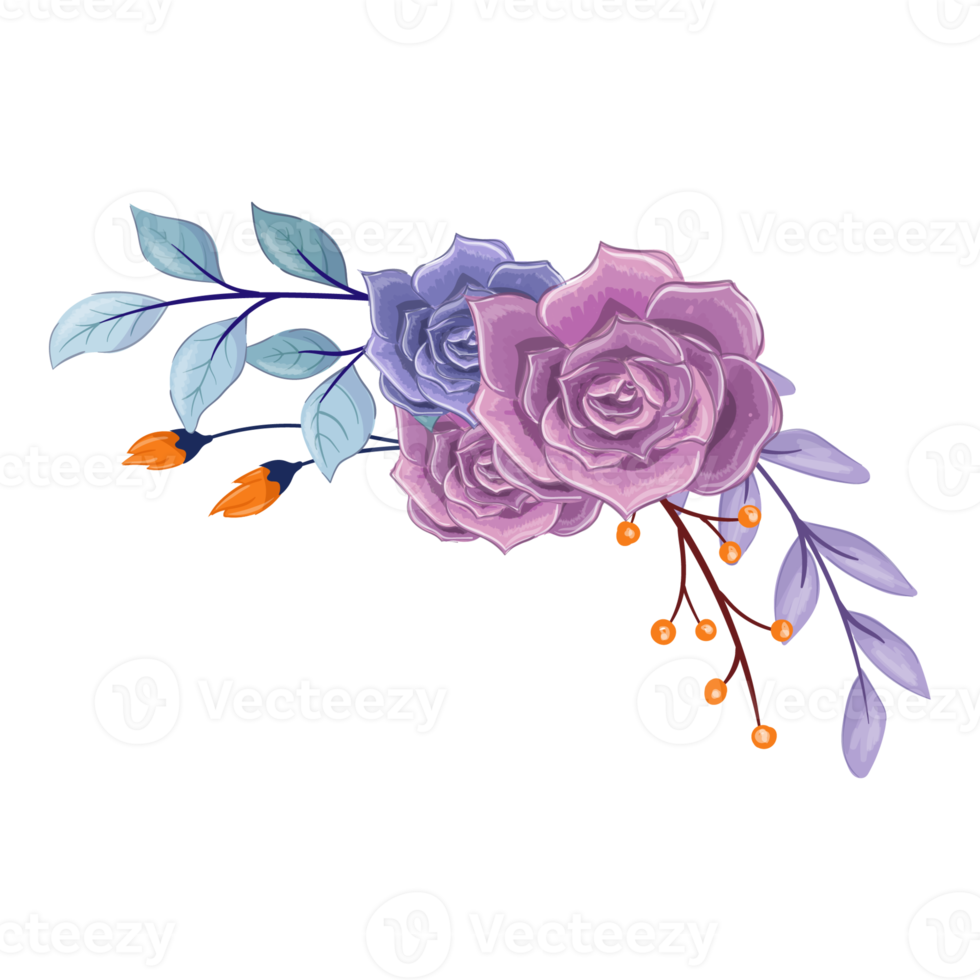 Purple Flower Arrangement with watercolor style png