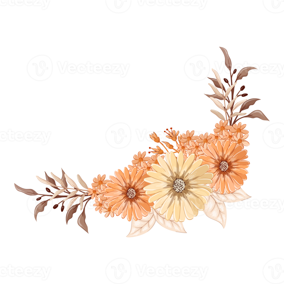 Orange Flower Arrangement with watercolor style png