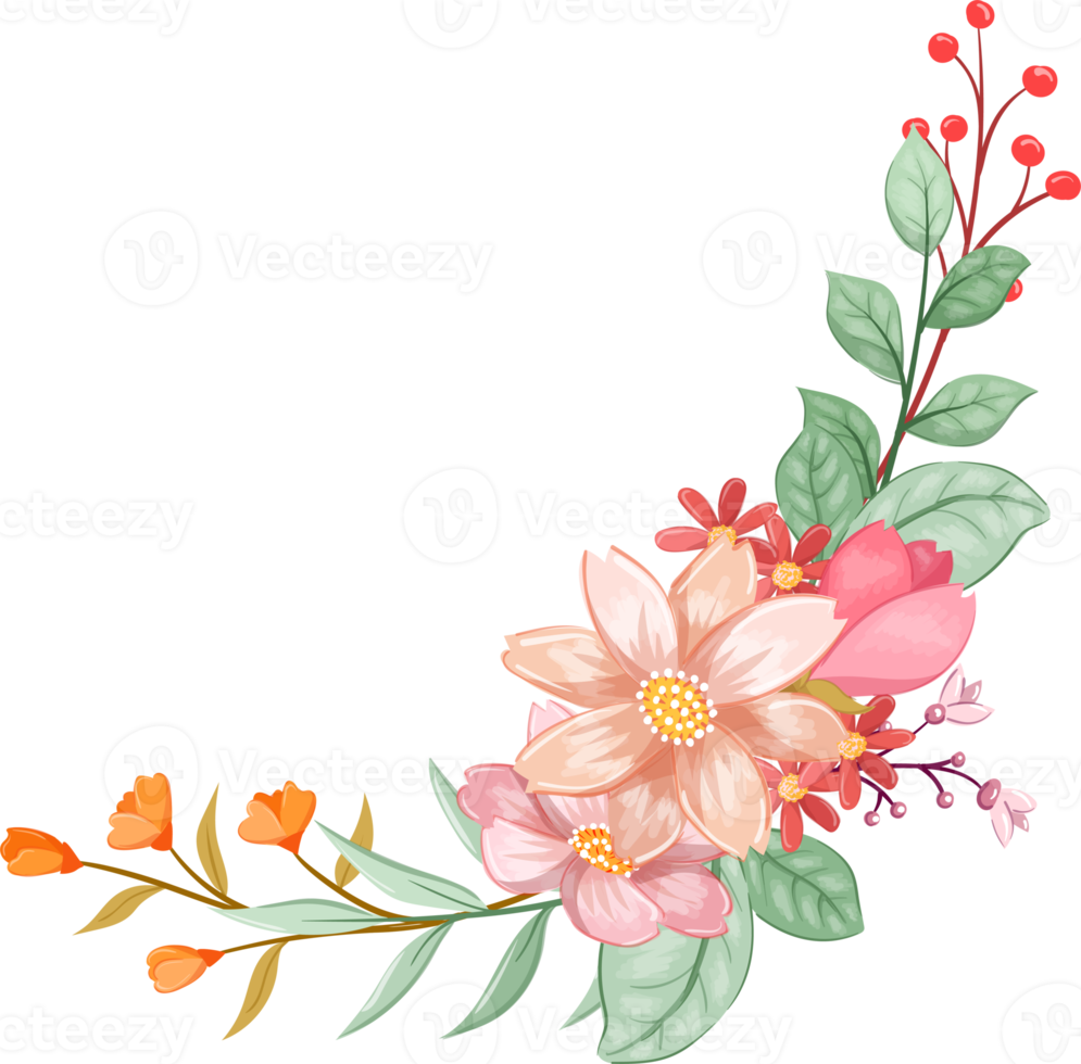 Orange Flower Arrangement with watercolor style png