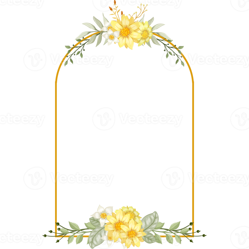 geel bloem arrangement met waterverf stijl png