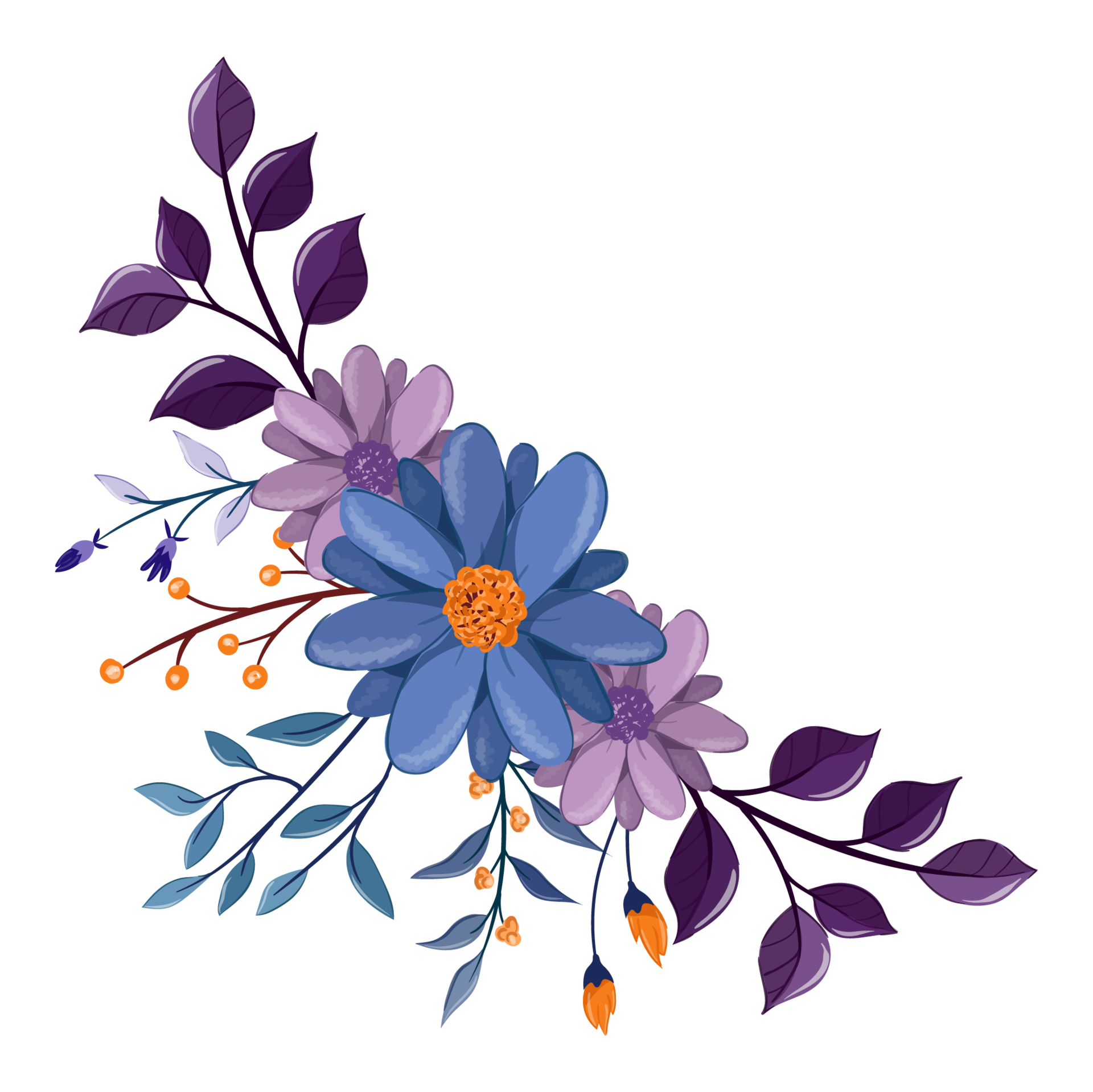 purple-flower-arrangement-with-watercolor-style-15739112-png