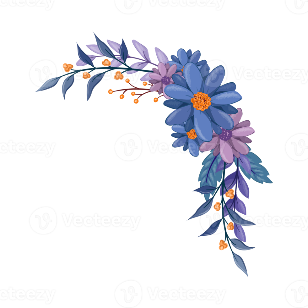 Purple Flower Arrangement with watercolor style png