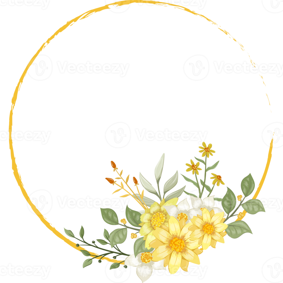 Yellow Flower Arrangement with watercolor style png