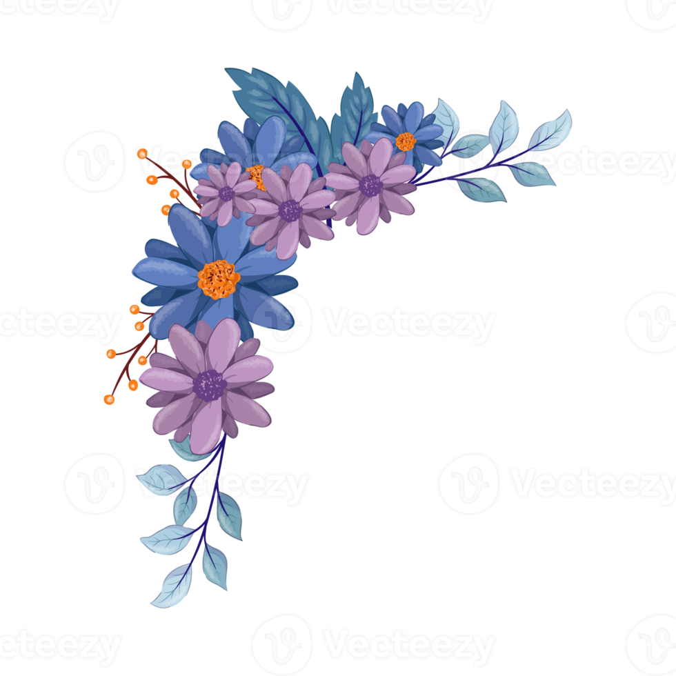 Purple Flower Arrangement with watercolor style png