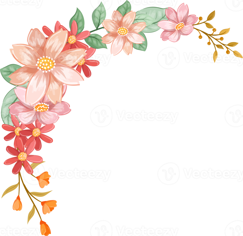 Orange Flower Arrangement with watercolor style png