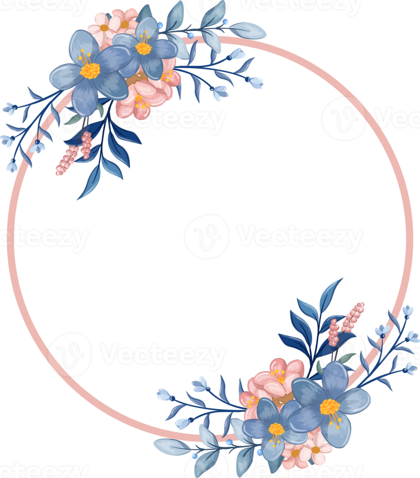 Blue Flower Arrangement with watercolor style png