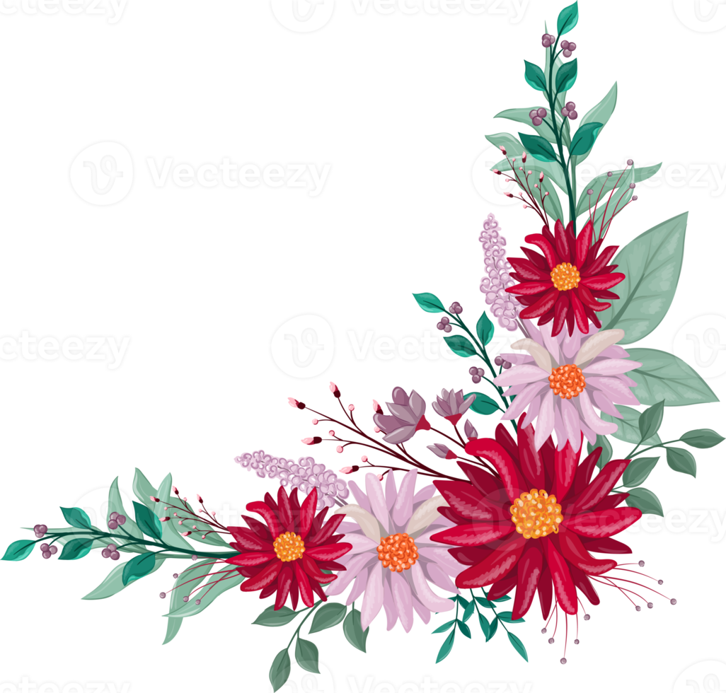 Red Flower Arrangement with watercolor style png
