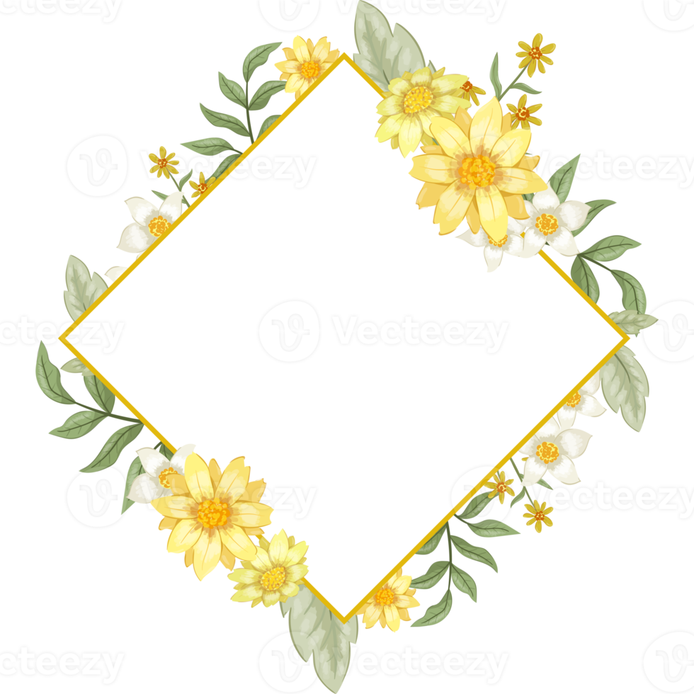 Yellow Flower Arrangement with watercolor style png
