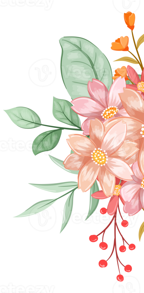 Orange Flower Arrangement with watercolor style png