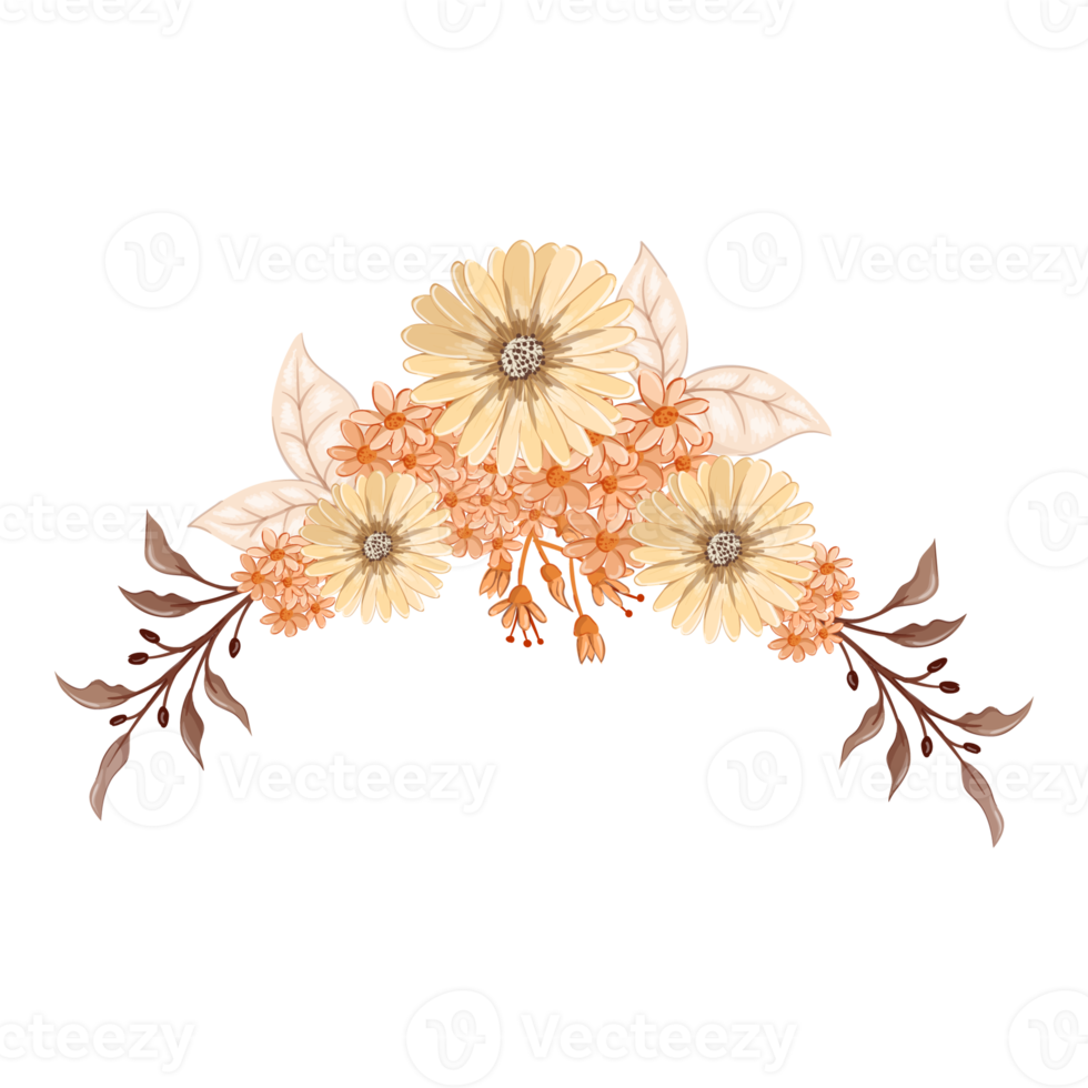 Orange Flower Arrangement with watercolor style png