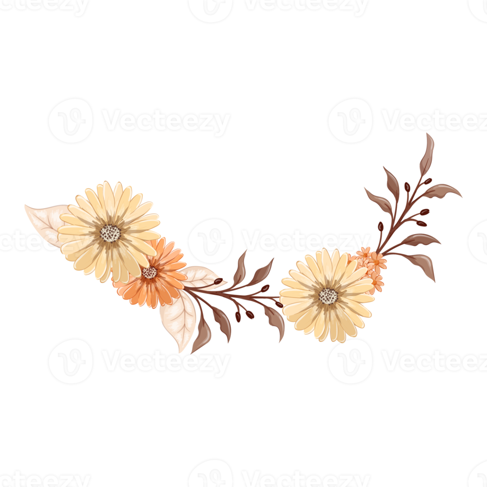 Orange Flower Arrangement with watercolor style png