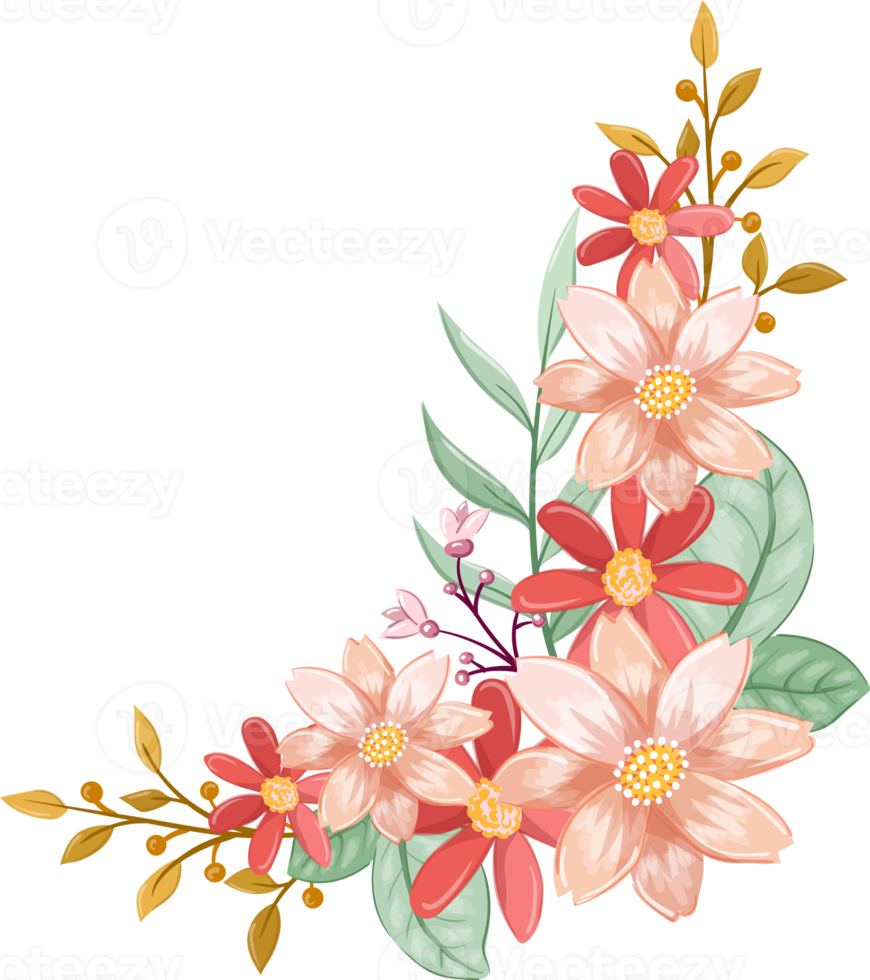 orange blomma arrangemang med vattenfärg stil png