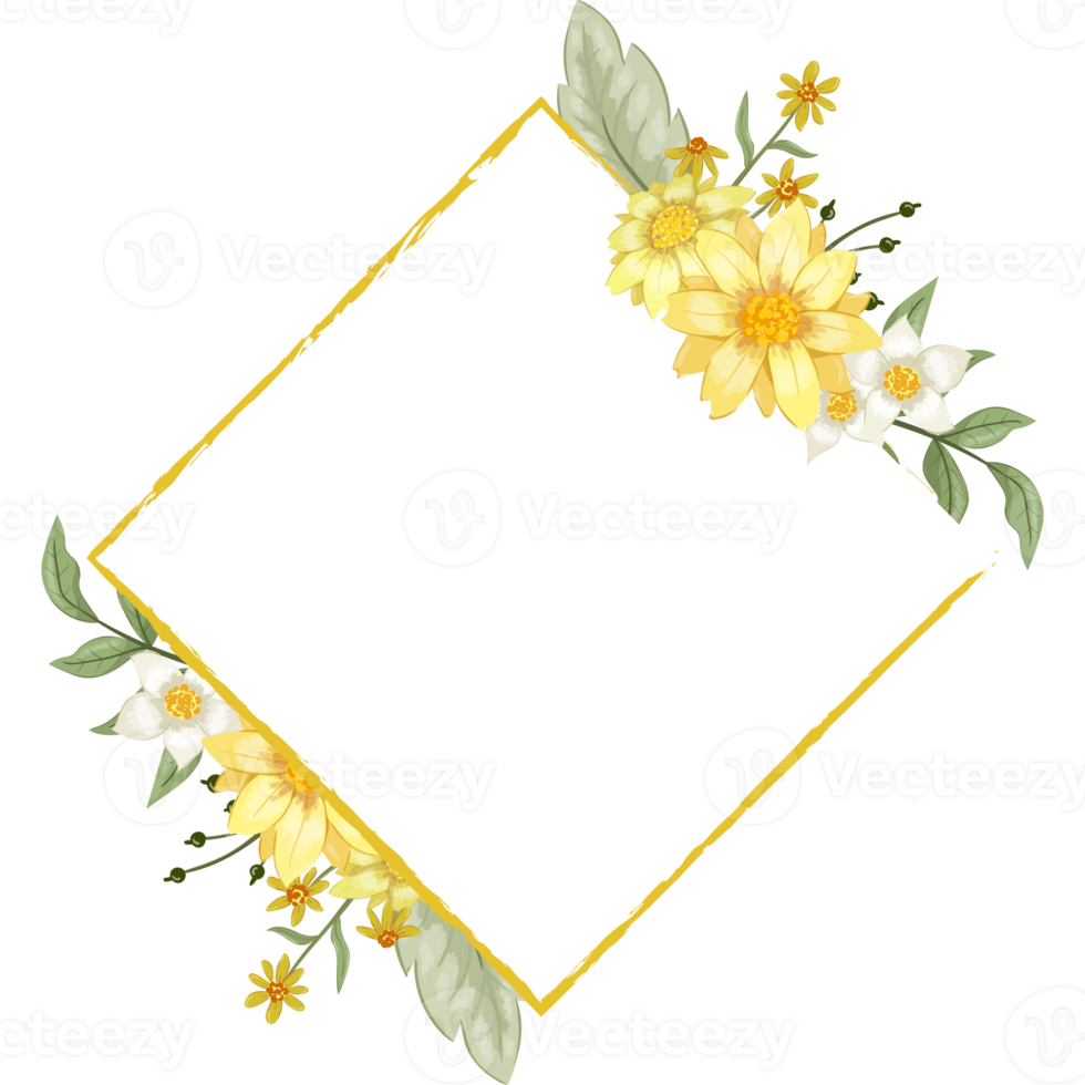Yellow Flower Arrangement with watercolor style png