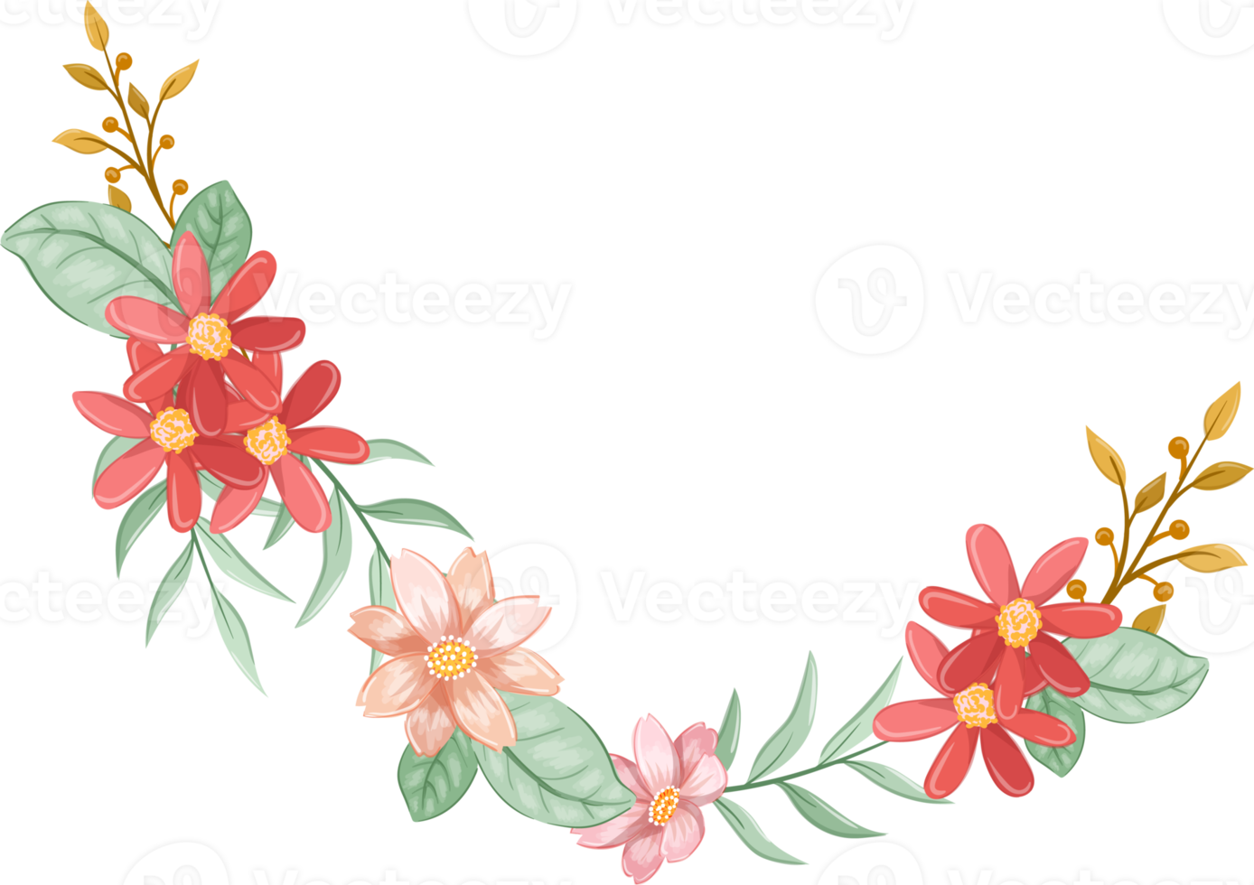 Orange Flower Arrangement with watercolor style png