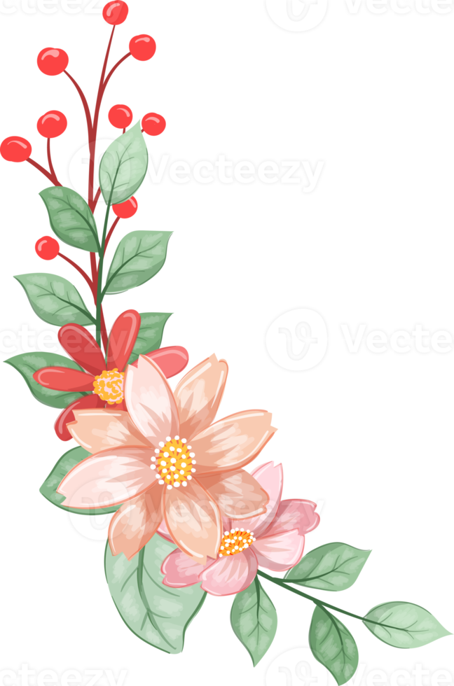 Orange Flower Arrangement with watercolor style png