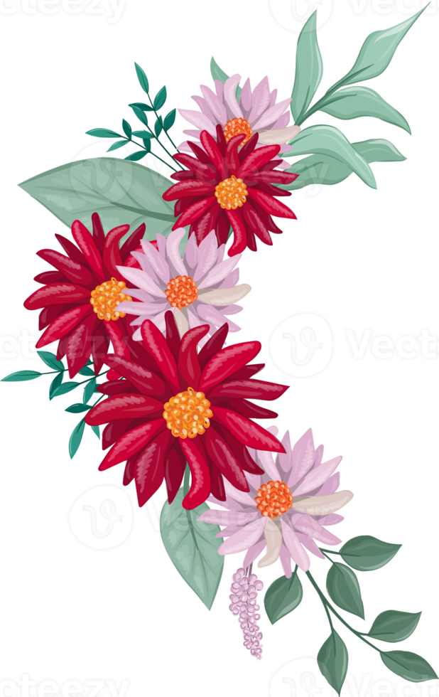 Red Flower Arrangement with watercolor style png