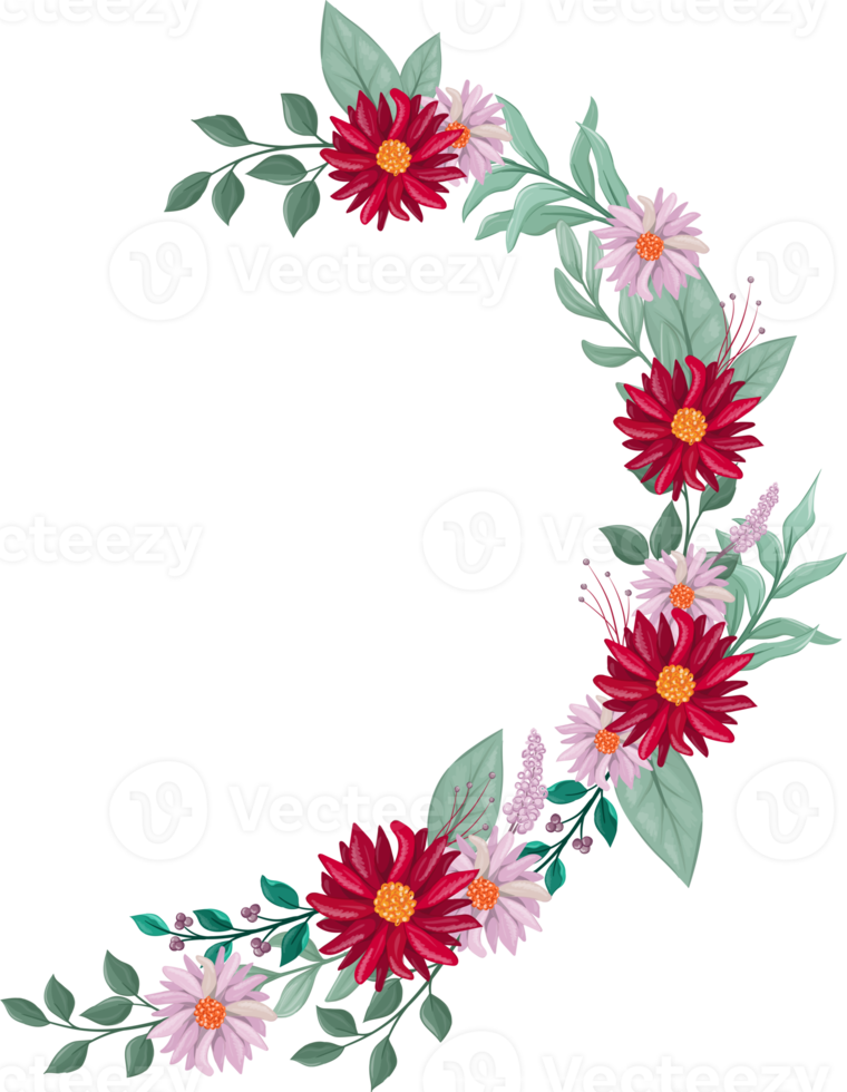 Red Flower Arrangement with watercolor style png