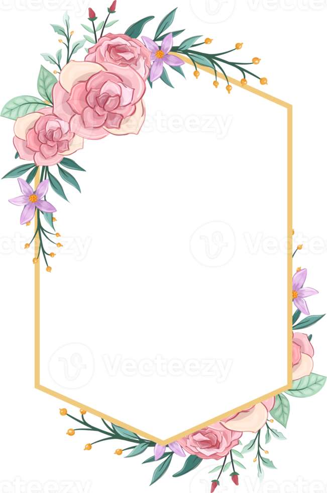 Pink flower arrangement with watercolor style png