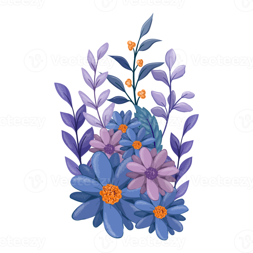 Purple Flower Arrangement with watercolor style png