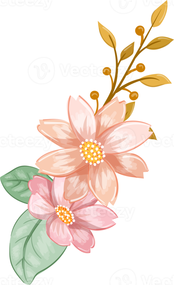 Orange Flower Arrangement with watercolor style png