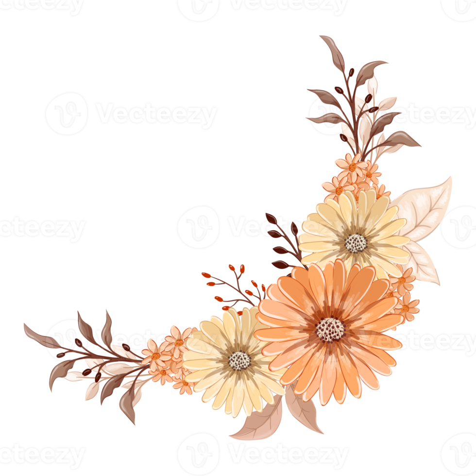 Orange Flower Arrangement with watercolor style png