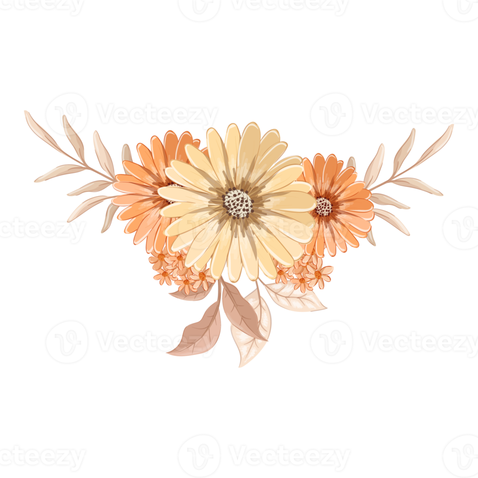 Orange Flower Arrangement with watercolor style png